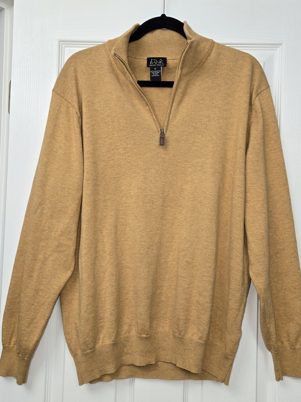 Jos. A. Bank Signature Collection 100% Pima Cotton 1/4 Zip Sweater Gold XL